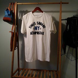 White Aeropostale Times Square NY Tee Shirt L Y2K Goth Grunge Punk Sportswear